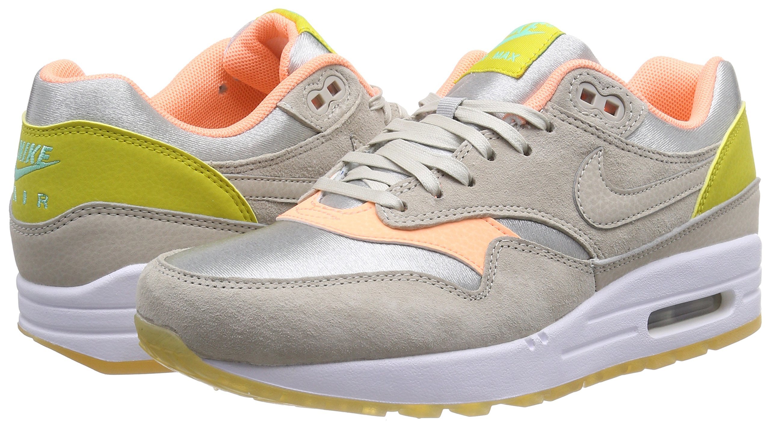 Nike Womens Air Max 1 Prm Mtllc Slvr/Strng/Snst Glw/Grn RunningShoe Women Nike Womens Air Max 1 Prm Mtllc Slvr/Strng/Snst Glw/Grn RunningShoe Women