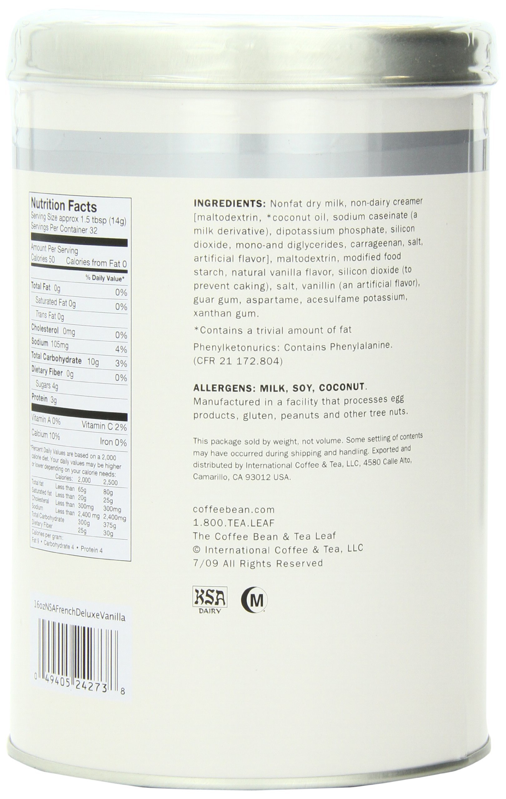 The Coffee Bean &amp; Tea Leaf No Sugar Added French Deluxe Vanilla Powder