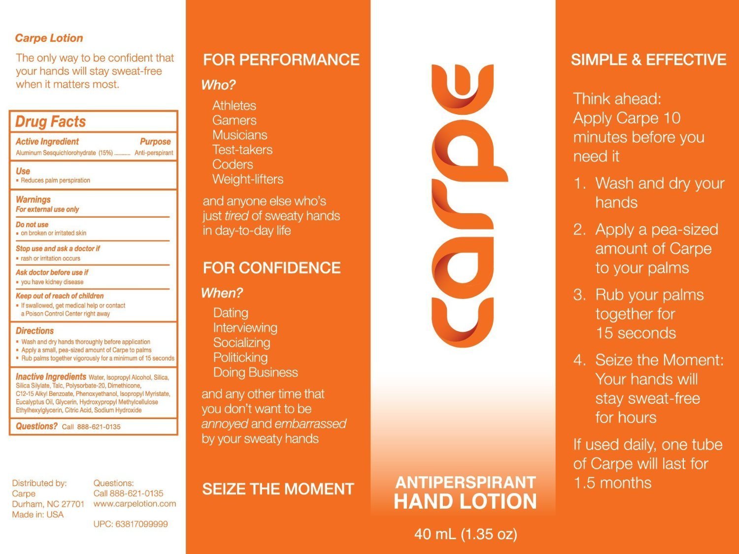 Carpe Antiperspirant Hand Lotion, 1.35 Ounce