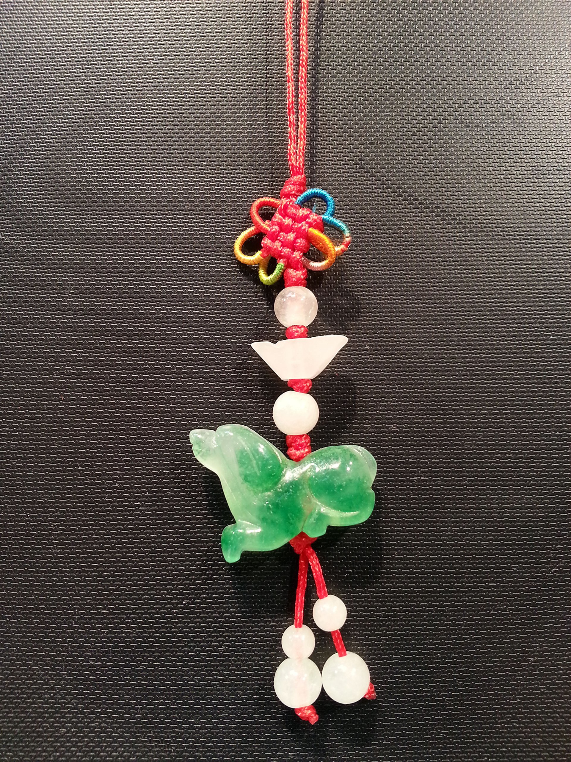 Amulet - Chinese Feng Shui Hand Carved Lucky Jade Dog Charms, Money